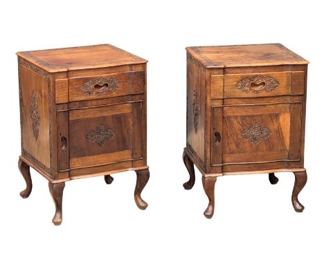 A pair of vintage olive wood bedsides. 42x39x63.5cm