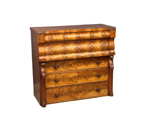 A 19th Century Victorian mahogany chest of drawers. Scotch chest style. With Ogee front. 122x53x113.5cm. For restoration.