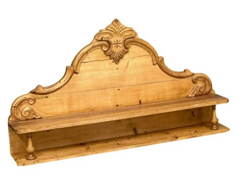 A Victorian pine wall shelf. 122x68cm