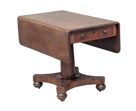 A William IV mahogany sofa table with one drawers and dummy drawers. 111x102x75cm extended(10)
