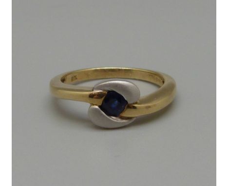 A 9ct gold and blue stone ring, 3.5g, O 