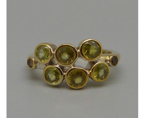 A silver gilt, ambilobe and morafeno sphene ring, N, with certificate 