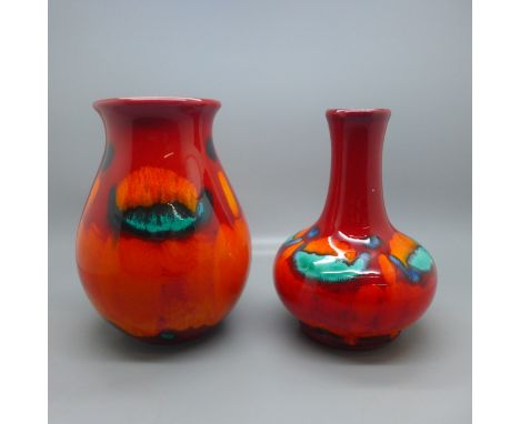 Two Poole vases, tallest 16.5cm 