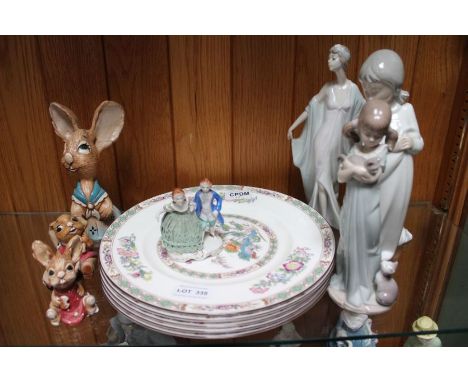 Collection of porcelain, Pendelfin, Nao, etc