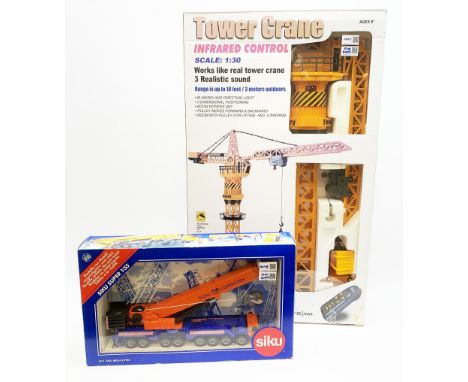 Siku 1:55 scale die-cast model of a Mega Lifter mobile crane No.4311; and Hobby Engine Tower Crane with Infrared Control H90c