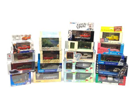 Eighteen Corgi die-cast models of TV &amp; film interest including Dad's Army (2), Last of the Summer Wine (2), Heartbeat (2)