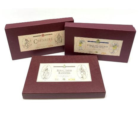 Britains - three limited edition sets of soldiers comprising Royal Irish Rangers No.935/5000, The 22nd Cheshire Regiment 300 