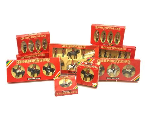 Britains 'Metal-Models' series - nine sets/mounted soldiers comprising 7218 H.M. Queen Elizabeth set, 7233 H.M. Queen Elizabe