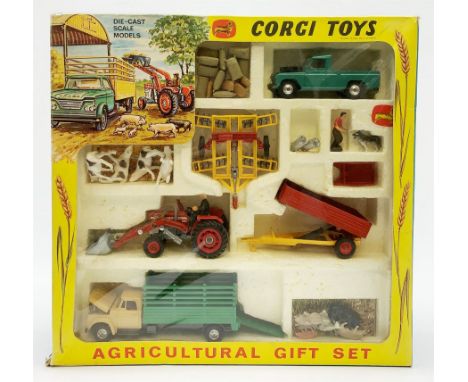 Corgi Toys Agricultural Gift Set No.5 containing Massey-Ferguson 165 Tractor with shovel and skip and churns attachment with 