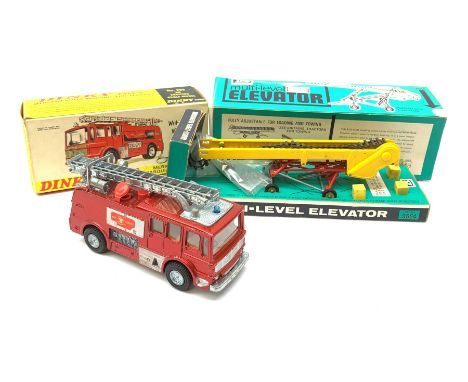 Dinky - Merryweather Marquis Fire Tender No.285, boxed; and Britains Multi-Level Elevator No.9564, boxed with pull-out displa