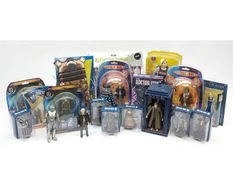 Dr. Who - eight predominantly unopened carded and blister packed action figures including 1st, 4th, 11th, 12th &amp; 13th Doc