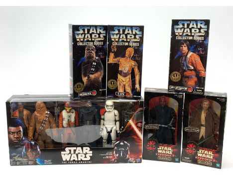 Star Wars - The Force Awakens Hasbro set of six action figures including Finn (Jakku), Chewbacca, Poe Dameron, Kylo Ren, Firs
