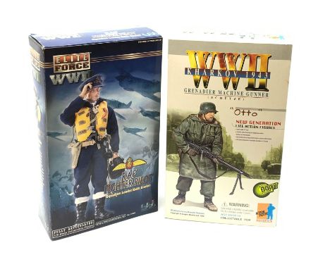 Two 1/6th scale action figures - Blue Box Toys WWII Elite Force RAF Fighter Pilot; and Dragon WWII Kharkov 1943 Grenadier Mac