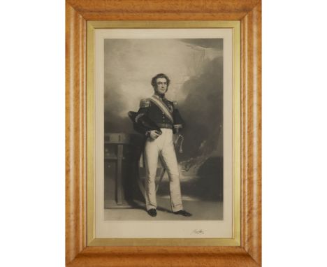 TWO VICTORIAN SATIN BIRCH FRAMED ENGRAVED PRINTS MID-19TH CENTURY the first depicting 'The Waterloo Banquet at Apsley House' 