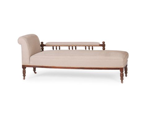 VICTORIAN METAMORPHIC DAY BED 19TH CENTURY the scrolled headrest and padded arms over a long cushioned seat and padded armres