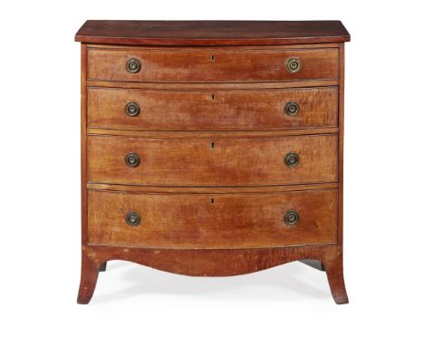 LATE GEORGE III MAHOGANY BOWFRONT CHEST OF DRAWERS LATE 18TH CENTURY the bowfront top over four long graduated drawers, raise