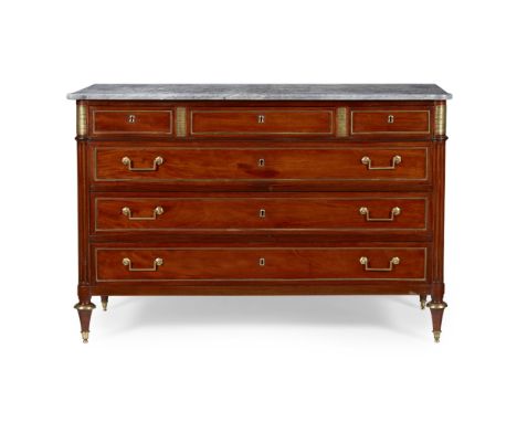 NORTH EUROPEAN MAHOGANY AND BRASS MOUNTED COMMODE, POSSIBLY BALTIC LATE 18TH CENTURY in the neo-classical style, the rectangu