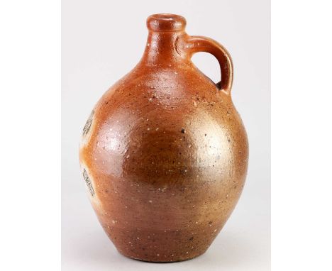 † SVEND BAYER (born 1946); a wood fired stoneware flagon covered in shino and ash glaze with feldspar inclusions, side fired 