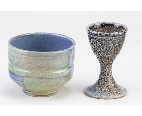 † JANE HAMLYN (born 1940); a salt glazed cup, impressed JH mark, height 7cm, and an egg cup by Lisa Hammond (2).Condition Rep