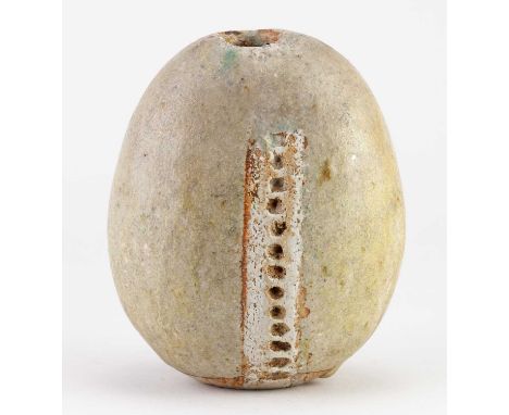 † ALAN WALLWORK (1931-2019); a stoneware pebble partially covered in grey/green glaze, incised W mark, height 14.5cm.Provenan