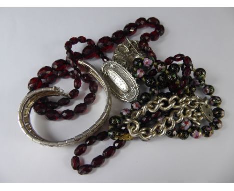 Collection of Jewellery, including an Edwardian silver mourning brooch, silver and marcasite button brooch, fancy silver brac