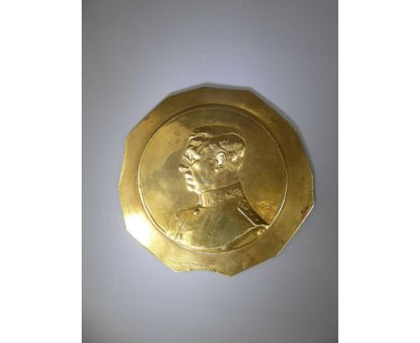 Pierre de Soete Belgian (1886-1948) Bronze Cast Medallion, depicting Prince Albert I of Belgium to medallion front and an oak