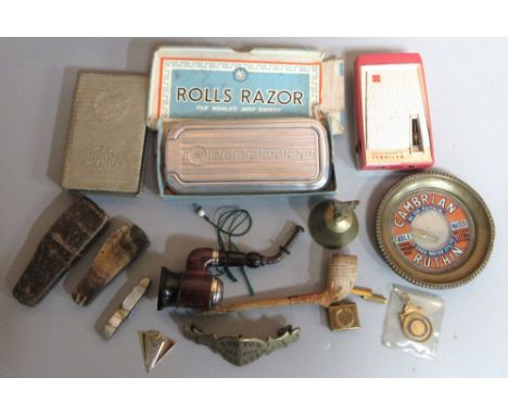 Collectables, incl. brass noseband, 'Burton Maker Worcester'; 'Rolls Razor' in original cardboard box; 'Cambrian Ruthin' game