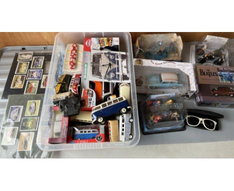 Collection of boxed DC and Harry Potter Heroworld miniature figures, a collection of die-cast VW buses, and a Factory Enterta