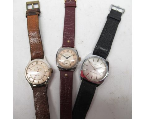 Rotary chrome wristwatch, signed tuxedo Arabic dial with subsidiary seconds, Dennison Denisteel cushion case no. 245/12102/37