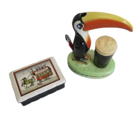 Carltonware Guinness advertising table lamp (H24cm) and Wade Guinness advertising cigarette trinket (14 x 10 x 5cm) (2)Shippi