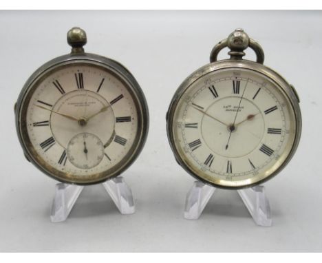 Abm. Dean, Bingley, silver key wound chronograph pocket watch, signed stepped white enamel Roman dial with centre chronograph