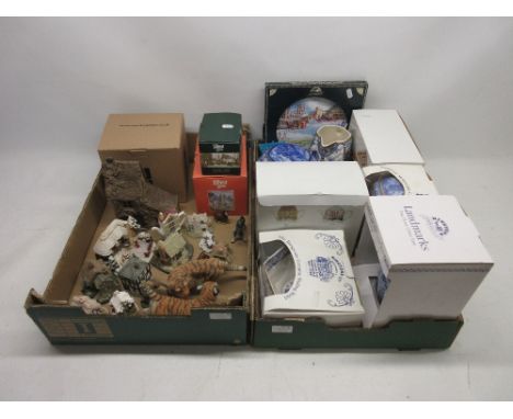 Mixed assortment of ceramics and other giftware; Landmarks Fine Bone China, Rington's tea ware; Royal Doulton and Nao figures