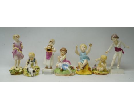 Collection of Royal Worcester figurines to include The First Cuckoo, Little Miss Muffet, Two Babies, Polly Put the Kettle on,