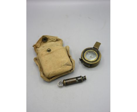 Broad-arrow stamped T. G. & Co. MKIII prismatic compass dated 1939 complete with canvas pouch; British Army J. Hudson and Co.