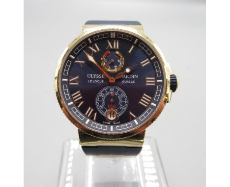 The Russell Watson Collection - Ulysse Nardin Marine Chronometer 100m 18ct gold automatic wristwatch with date on original si