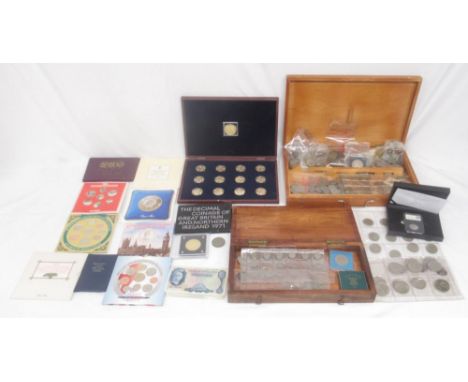 Large collection of assorted c20th GB coins and banknotes to inc. £10 banknote, 3 £5 banknotes, 10 Shilling banknote and 16 £