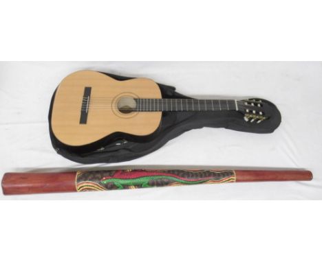 Burswood Model HC-390F 6 string acoustic guitar with black Gear4Music bag and a didgeridooShipping £88.00 plus vat (UK Only)
