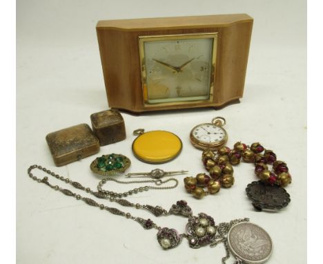 Elliott 8 day bleached mahogany mantle timepiece, signed silvered dial with primary Arabic and secondary lozenge indices, no.