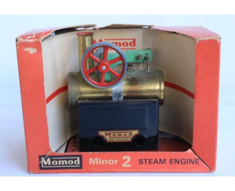 Mamod Minor 2 stationary live steam engine in fair/good but dusty condition, box poor/fair and missing clear plastic viewing 