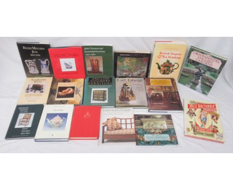 Collection of Antiques reference books covering furniture, ceramics, Tunbridge Ware, John Channon, Swarovski, Russian Enamel,