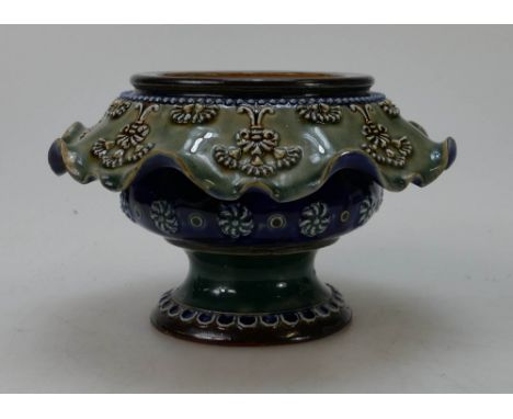 Royal Doulton Lambeth stoneware Fairy lamp base decorated with flowers and artist mark ES, impressed patent mark for "S. Clar