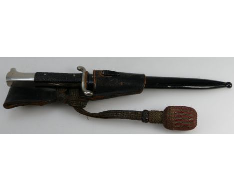 WWII German K598 army dress knife/bayonet in original scabbard with leather frog and tassel, all in good condition, overall l