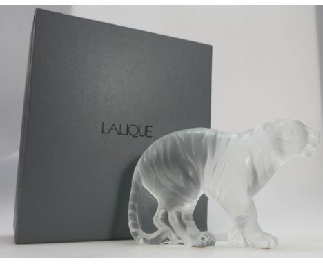 Lalique glass model of a Bengali Tiger, signed to base 1996 boxed with paperwork, height 16cm.