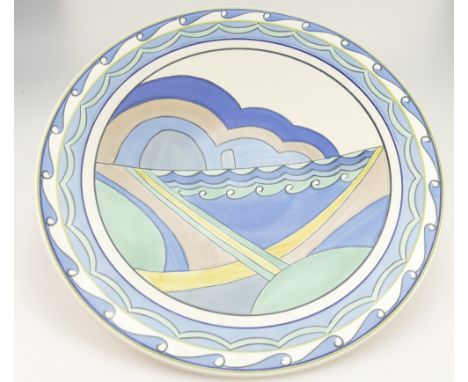 Poole studio pottery limited edition abstract plaque 42cm diameter.