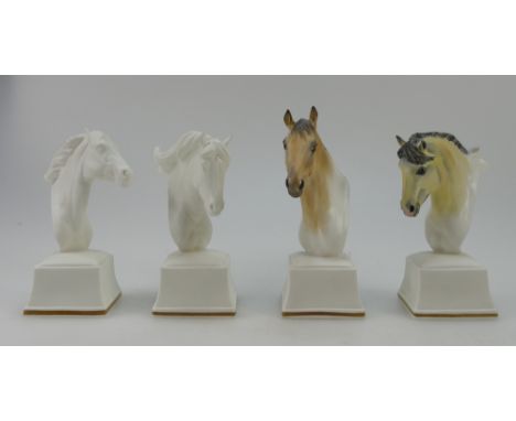 A collection of Royal Worcester bone china horses head busts to include Chronos, Lampon, Pyroeis and Chronos coloured , Made 