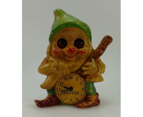 Rare Wade cellulose clock Bashful from the Walt Disney Snow white and seven dwarfs, height 20cm (unmarked and some minor pain