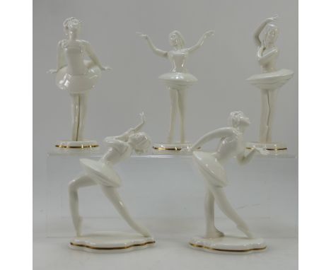 A collection of Royal Worcester bone china figures of girl ballet dancers to include Soubrette, Grace, Blythe Sprit, Pirouett