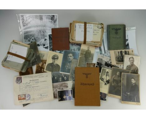 A collection of military ephemera from Lance Corporal Eric Raymond Stretch of the Royal Engineers, including paperwork, docum