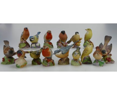 A collection of Royal Worcester garden birds, to include American Robin, Sparrow, Nuthatch, Wren, Bullfinch, 2 x Robin, Marsh