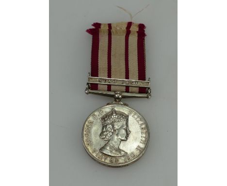 Royal Navy service medal with Near East bar awarded to 923294 J A Tunstall AB  RN